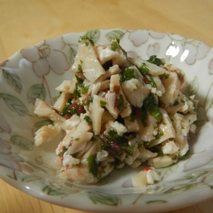 蒸し鶏の切り崩れ救済!!蒸し鶏の梅・大葉和え